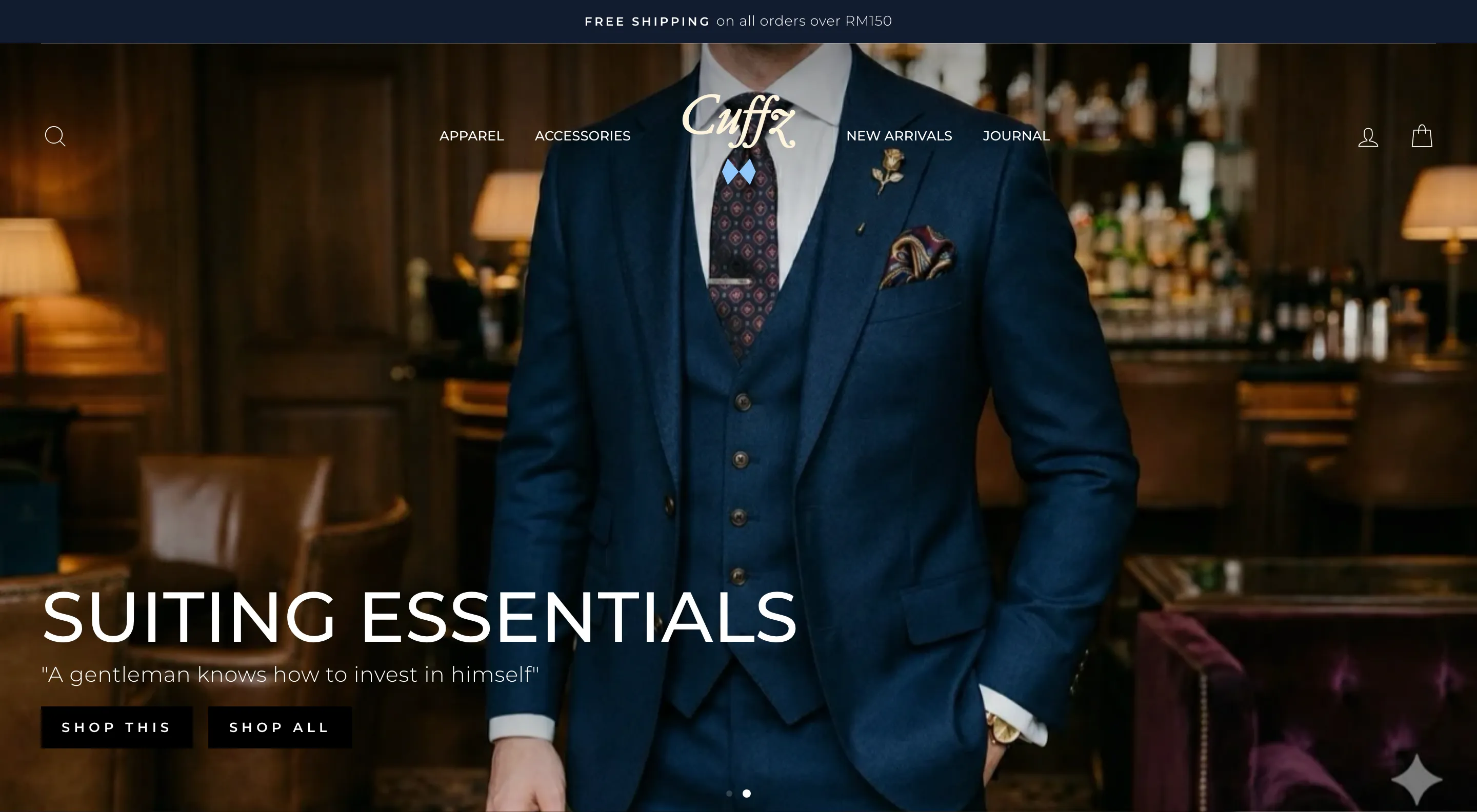 Cuffz online store homepage